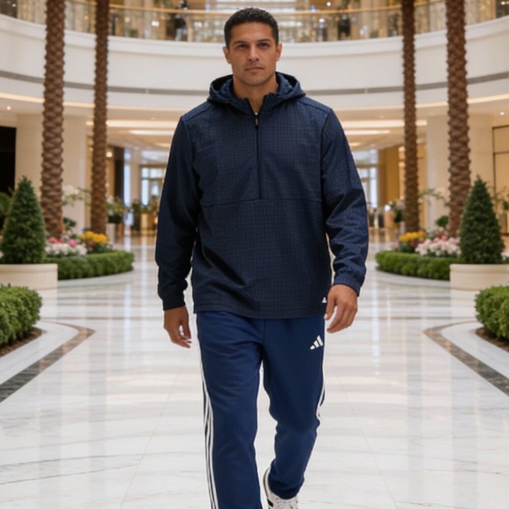 Adidas Men’s WVN Wind Hoodie ADVR0996 2XL Coll Navy | Lightweight Windbreaker